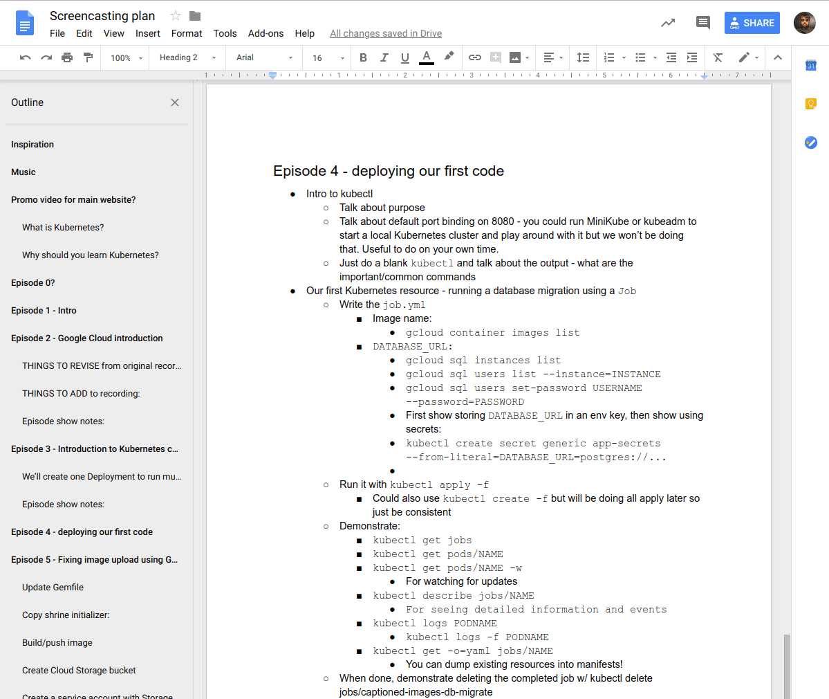 Google Docs notes