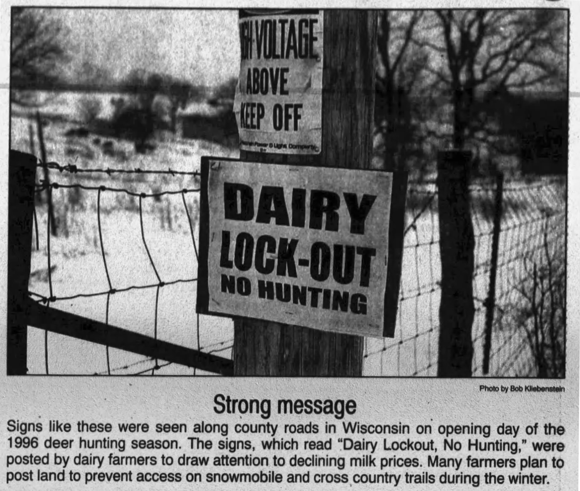 Newspaper clipping of farmer land lockout